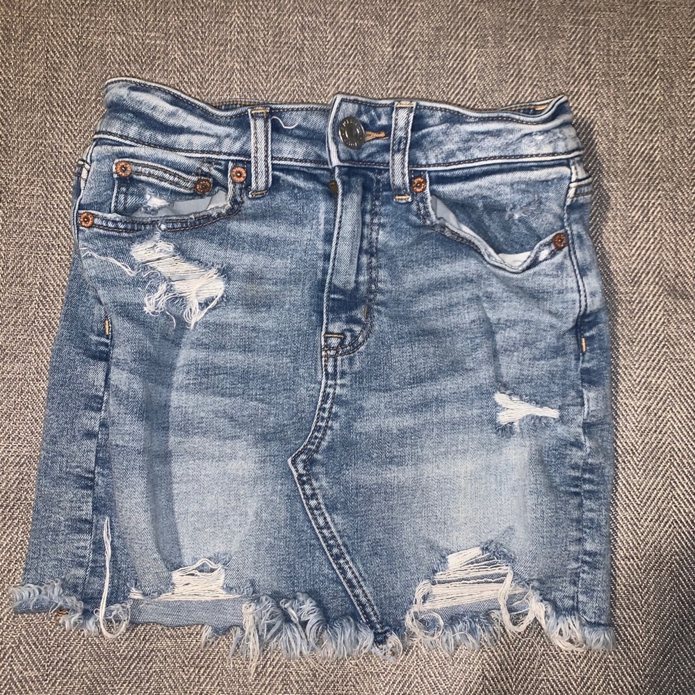Ripped Jean Skirt